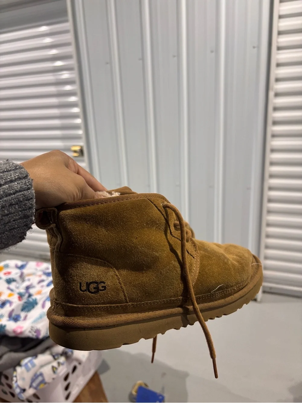 UGG Chestnut Suede Lace-Up Shearling Ankle Boots